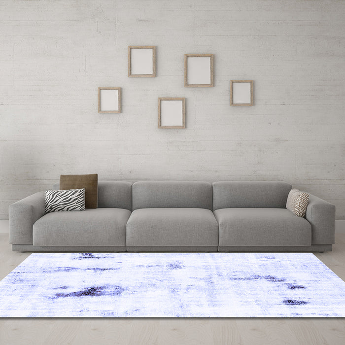 Machine Washable Abstract Blue Modern Rug in a Living Room, wshabs2085blu