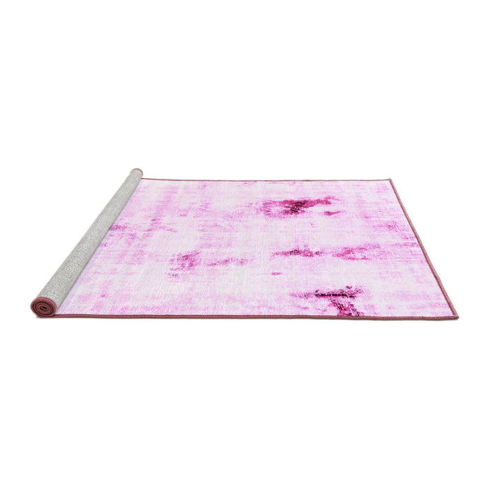 Sideview of Machine Washable Abstract Pink Modern Rug, wshabs2085pnk