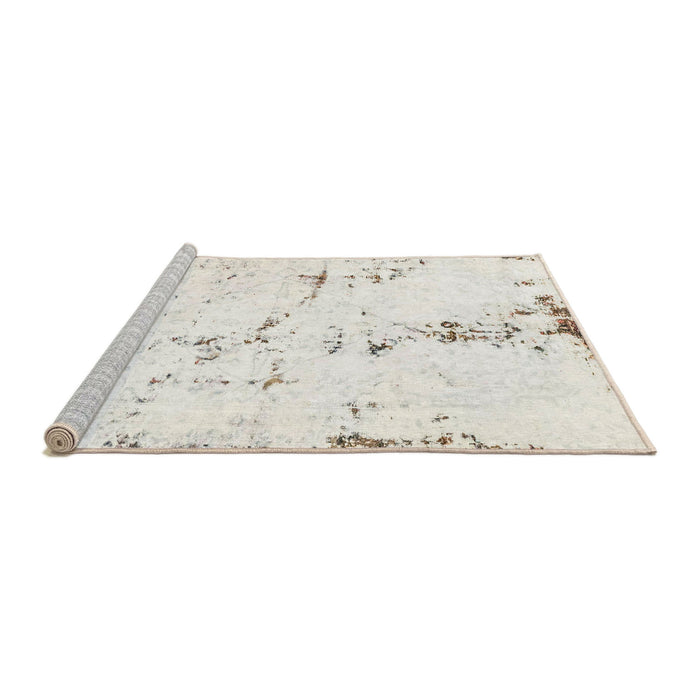 Sideview of Machine Washable Abstract Antique White Beige Rug, wshabs2086