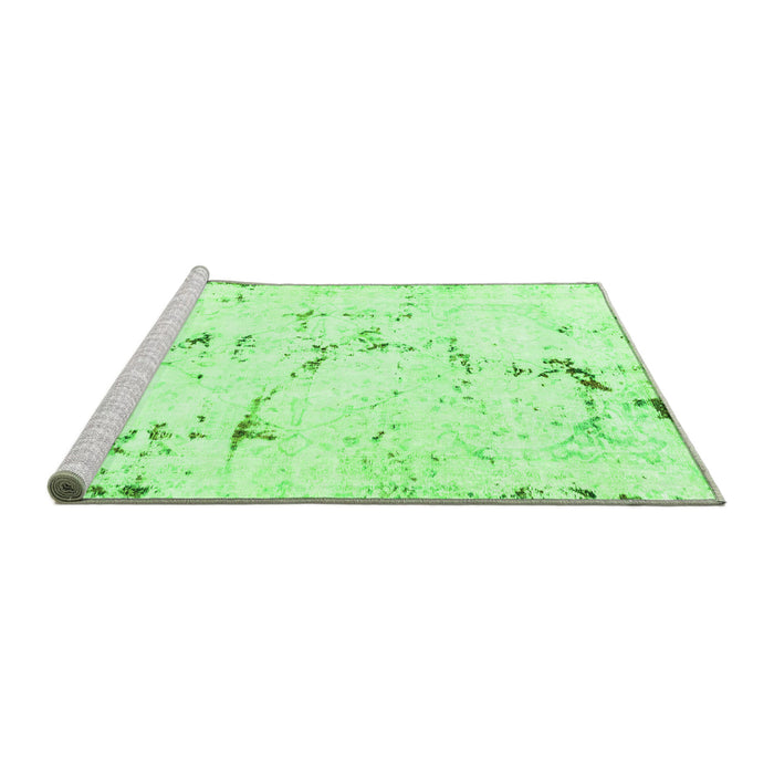 Sideview of Machine Washable Abstract Green Modern Area Rugs, wshabs2086grn