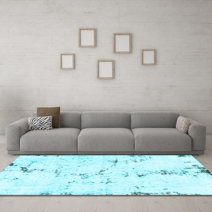 Machine Washable Abstract Light Blue Modern Rug in a Living Room, wshabs2086lblu