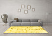 Machine Washable Abstract Yellow Modern Rug in a Living Room, wshabs2086yw