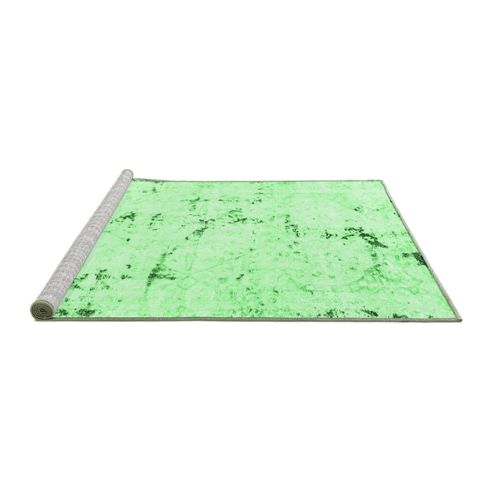Sideview of Machine Washable Abstract Emerald Green Modern Area Rugs, wshabs2086emgrn