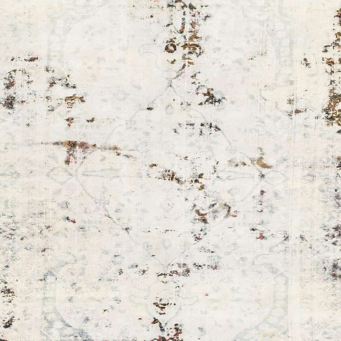 Machine Washable Abstract Antique White Beige Rug, wshabs2086