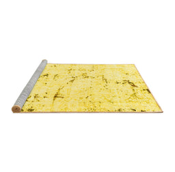 Sideview of Machine Washable Abstract Yellow Modern Rug, wshabs2086yw