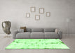 Machine Washable Abstract Green Modern Area Rugs in a Living Room,, wshabs2086grn