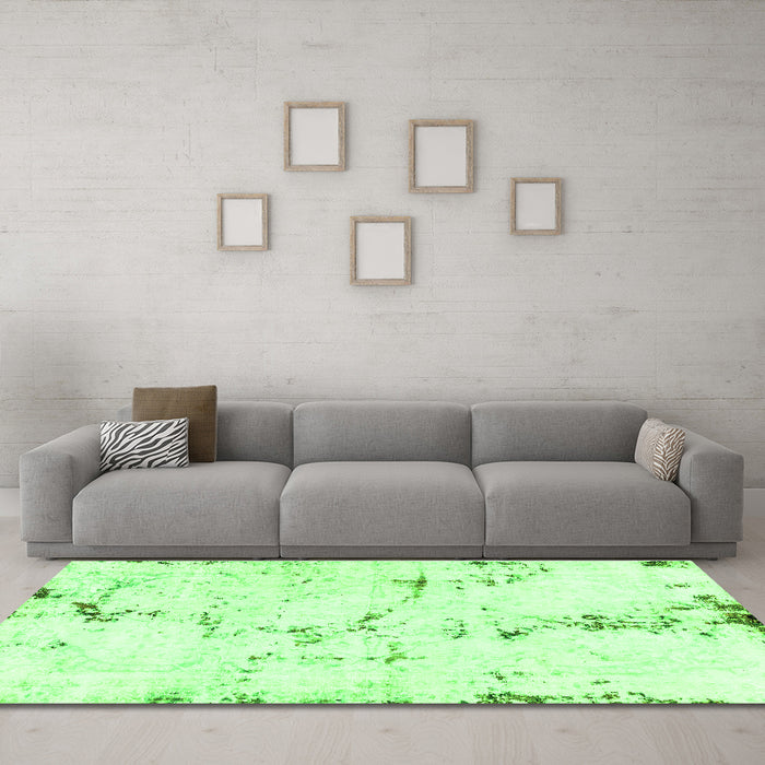 Machine Washable Abstract Green Modern Area Rugs in a Living Room,, wshabs2086grn
