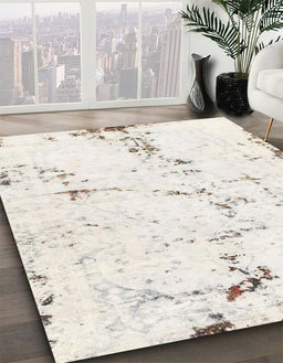 Machine Washable Abstract Antique White Beige Rug in a Family Room, wshabs2086