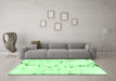 Machine Washable Abstract Emerald Green Modern Area Rugs in a Living Room,, wshabs2086emgrn