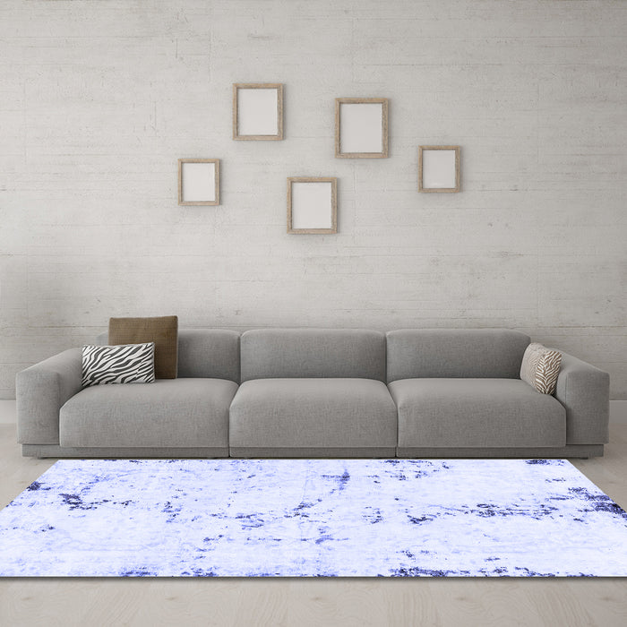 Machine Washable Abstract Blue Modern Rug in a Living Room, wshabs2086blu