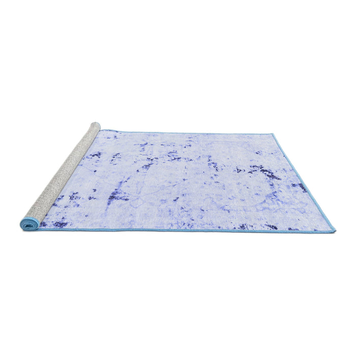 Sideview of Machine Washable Abstract Blue Modern Rug, wshabs2086blu
