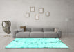 Machine Washable Abstract Turquoise Modern Area Rugs in a Living Room,, wshabs2086turq