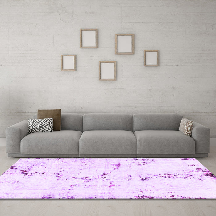Machine Washable Abstract Purple Modern Area Rugs in a Living Room, wshabs2086pur
