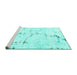 Sideview of Machine Washable Abstract Turquoise Modern Area Rugs, wshabs2086turq