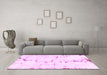 Machine Washable Abstract Pink Modern Rug in a Living Room, wshabs2086pnk