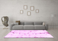 Machine Washable Abstract Pink Modern Rug, wshabs2086pnk