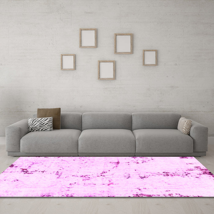 Machine Washable Abstract Pink Modern Rug in a Living Room, wshabs2086pnk