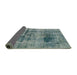 Sideview of Abstract Dark Sea Green Modern Rug, abs2087