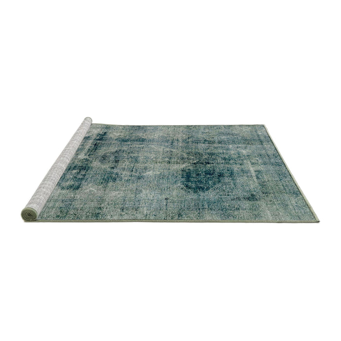 Sideview of Machine Washable Abstract Dark Sea Green Rug, wshabs2087