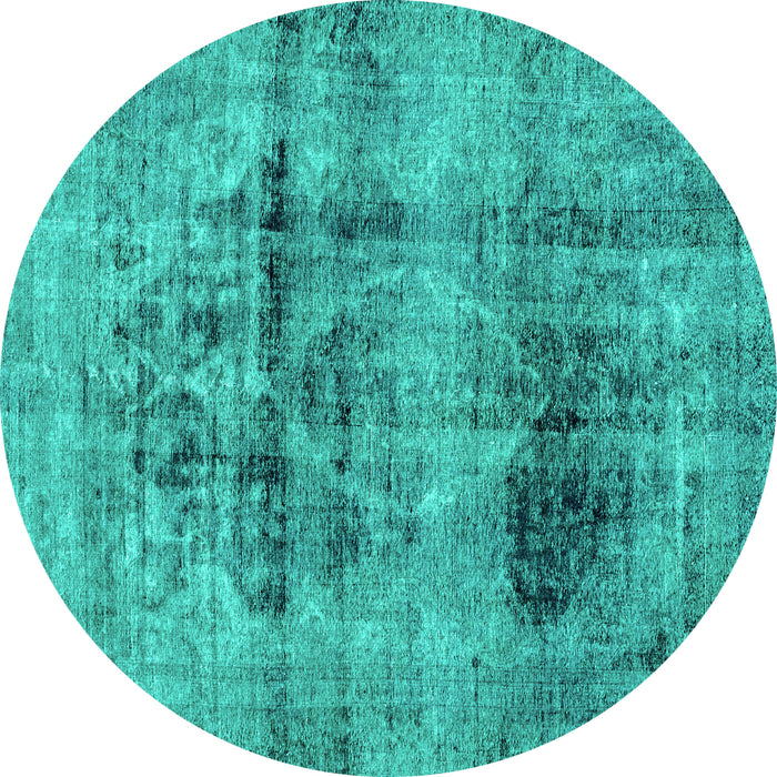 Round Abstract Turquoise Modern Rug, abs2087turq