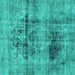 Square Abstract Turquoise Modern Rug, abs2087turq