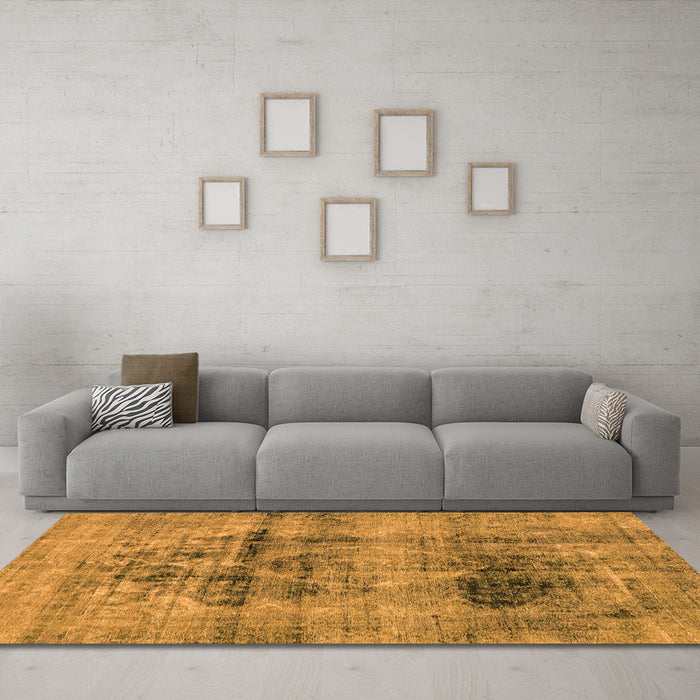 Machine Washable Abstract Orange Modern Area Rugs in a Living Room, wshabs2087org