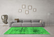 Machine Washable Abstract Green Modern Area Rugs in a Living Room,, wshabs2087grn