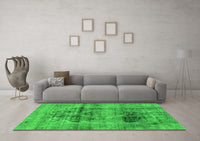 Machine Washable Abstract Green Modern Rug, wshabs2087grn