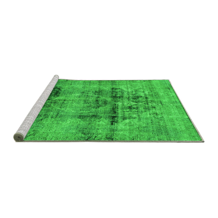 Sideview of Machine Washable Abstract Green Modern Area Rugs, wshabs2087grn