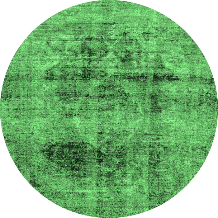 Round Abstract Emerald Green Modern Rug, abs2087emgrn