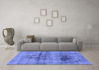 Machine Washable Abstract Blue Modern Rug, wshabs2087blu