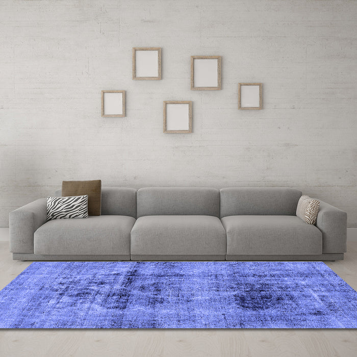Machine Washable Abstract Blue Modern Rug in a Living Room, wshabs2087blu