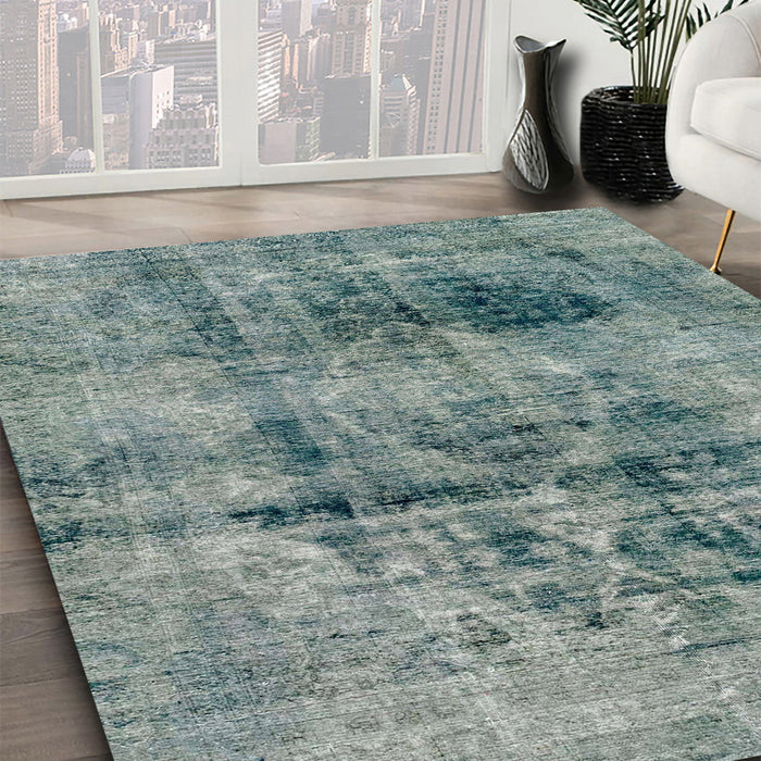 Abstract Dark Sea Green Modern Rug in Family Room, abs2087