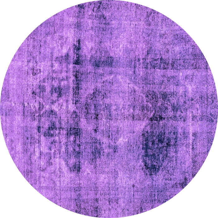 Round Abstract Purple Modern Rug, abs2087pur