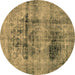 Round Abstract Brown Modern Rug, abs2087brn