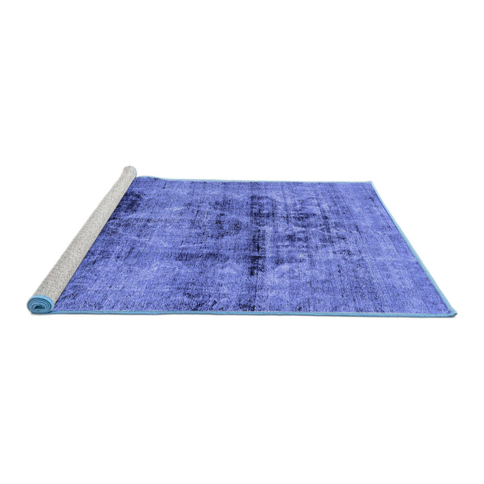 Sideview of Machine Washable Abstract Blue Modern Rug, wshabs2087blu