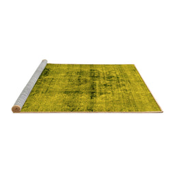 Sideview of Machine Washable Abstract Yellow Modern Rug, wshabs2087yw