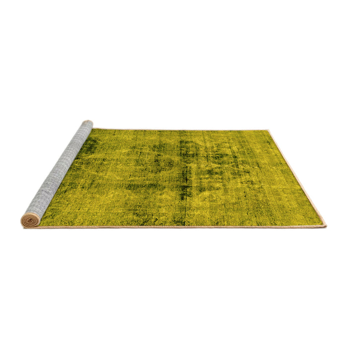 Sideview of Machine Washable Abstract Yellow Modern Rug, wshabs2087yw