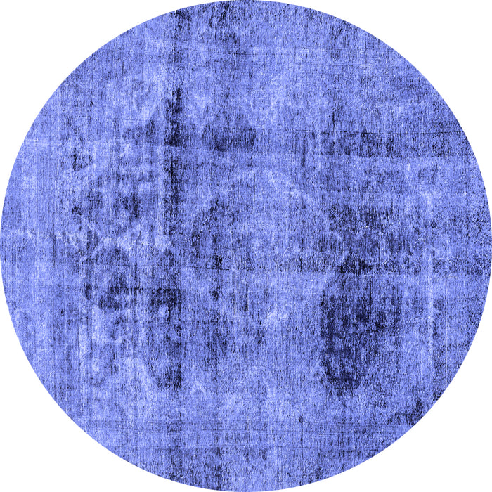 Round Abstract Blue Modern Rug, abs2087blu