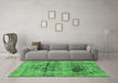 Machine Washable Abstract Emerald Green Modern Area Rugs in a Living Room,, wshabs2087emgrn