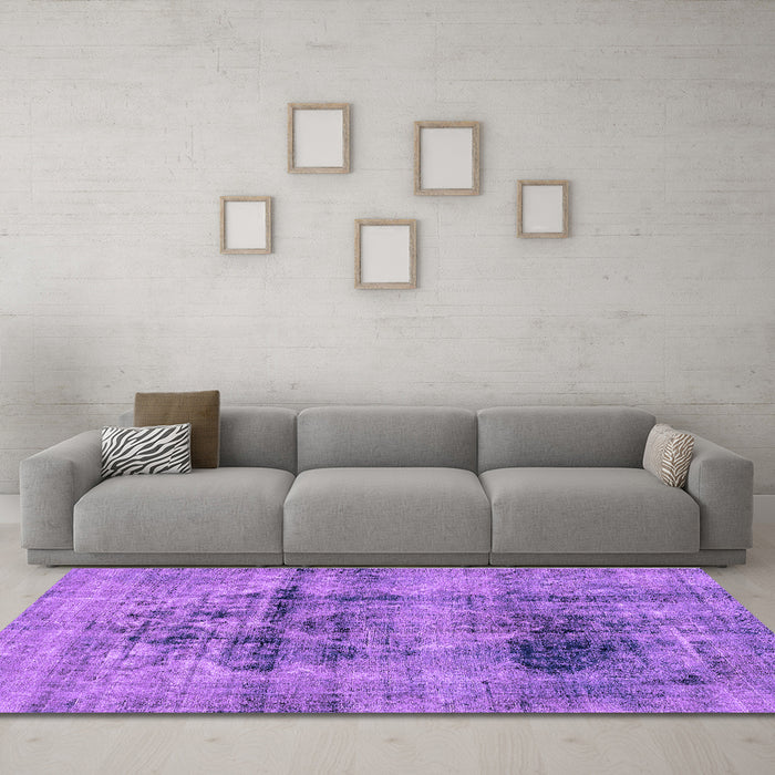 Machine Washable Abstract Purple Modern Area Rugs in a Living Room, wshabs2087pur