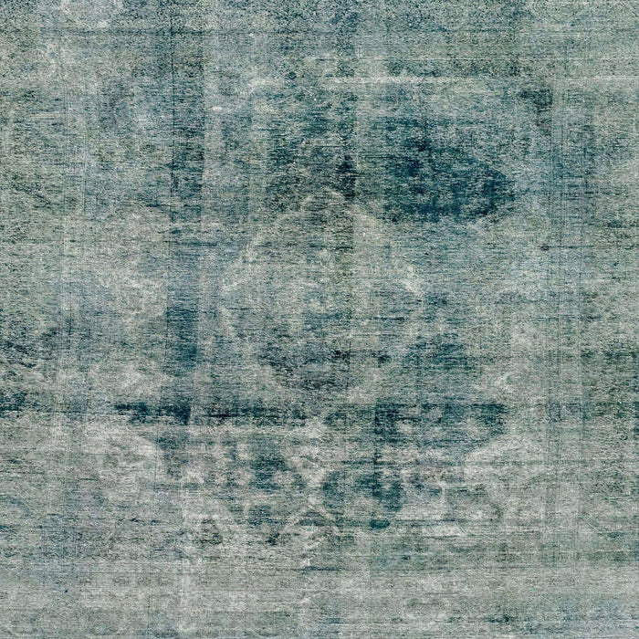 Square Machine Washable Abstract Dark Sea Green Rug, wshabs2087