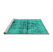 Sideview of Machine Washable Abstract Turquoise Modern Area Rugs, wshabs2087turq