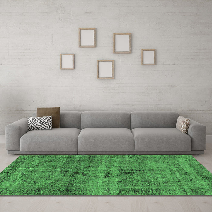 Machine Washable Persian Emerald Green Bohemian Area Rugs in a Living Room,, wshabs2088emgrn