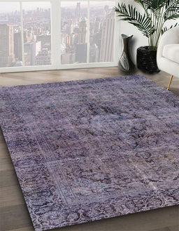 Abstract Lavender Purple Persian Rug in Family Room, abs2088