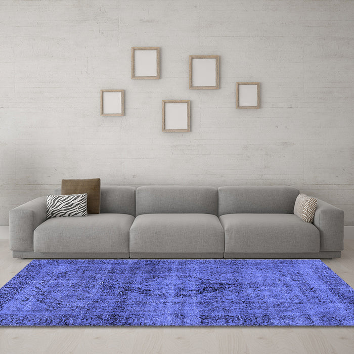 Machine Washable Persian Blue Bohemian Rug in a Living Room, wshabs2088blu