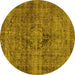 Round Persian Yellow Bohemian Rug, abs2088yw