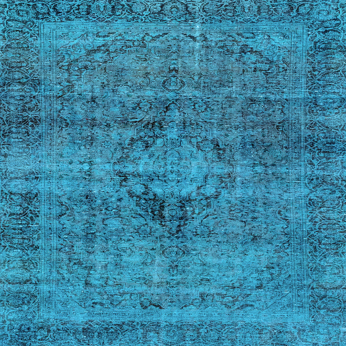 Square Machine Washable Persian Light Blue Bohemian Rug, wshabs2088lblu