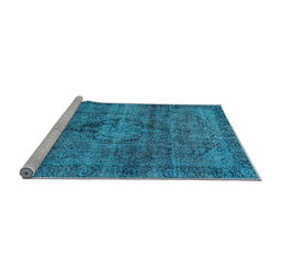 Sideview of Machine Washable Persian Light Blue Bohemian Rug, wshabs2088lblu