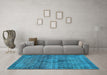 Machine Washable Persian Light Blue Bohemian Rug in a Living Room, wshabs2088lblu